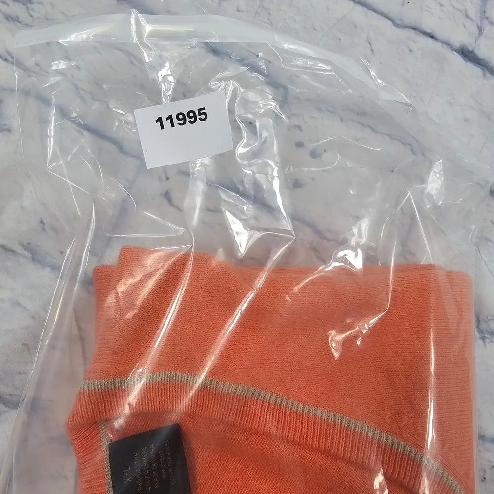 Joseph A Bank Sweater Mens XXL Orange Cotton Cashmere V-Neck Pullover - Picture 10 of 10